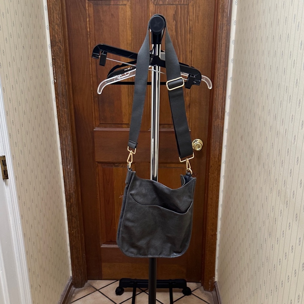 Gray Crossbody Bag Ahdorned